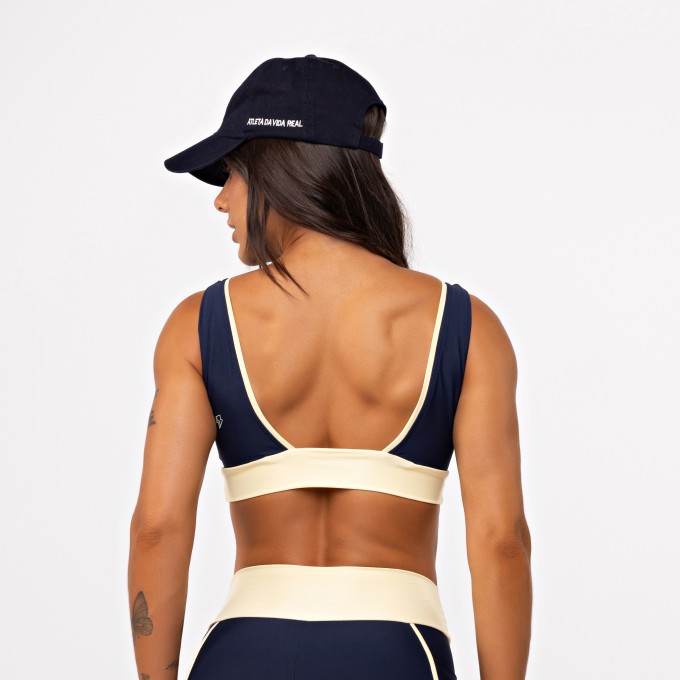 Top Cross Lines Bicolor - Marinho Profundo & Manteiga
