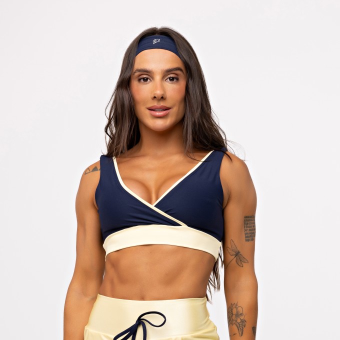 Top Cross Lines Bicolor - Marinho Profundo & Manteiga