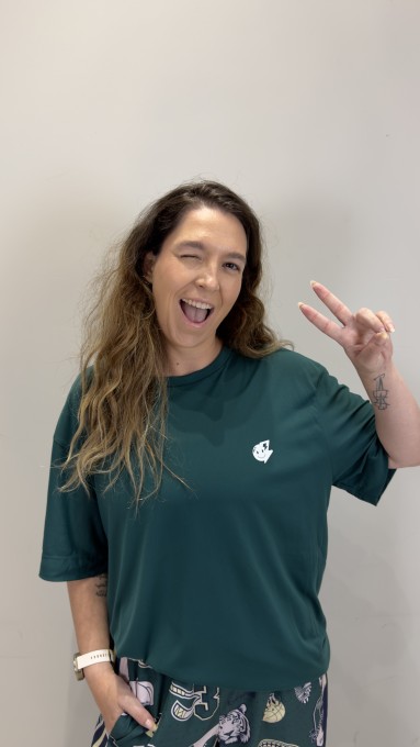 T-shirt Oversized Sport Atleta - Esmeralda & Off White