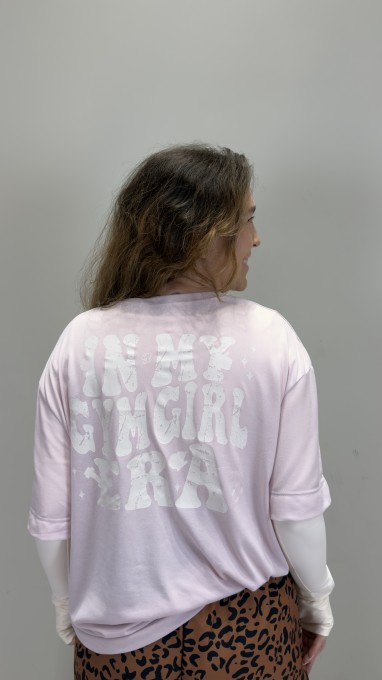 T-shirt Oversized Sport Gym Girl - Ballet & Off White