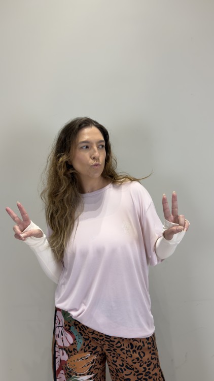 T-shirt Oversized Sport Gym Girl - Ballet & Off White
