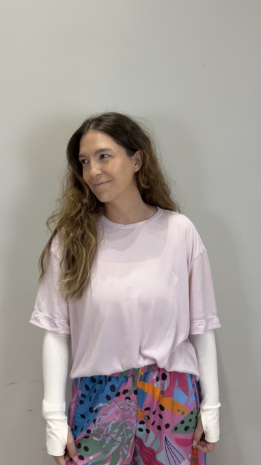 T-shirt Oversized Sport Have Fun - Ballet & Off White