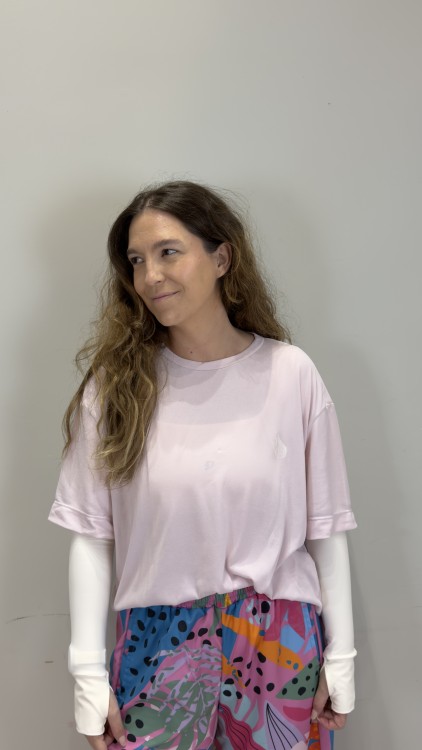 T-shirt Oversized Sport Have Fun - Ballet & Off White