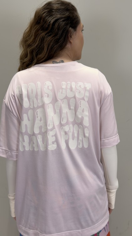 T-shirt Oversized Sport Have Fun - Ballet & Off White